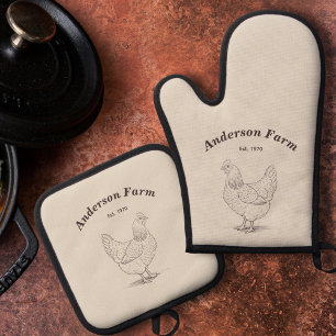 Boerderij kippen ovenwant & pannenlap set
