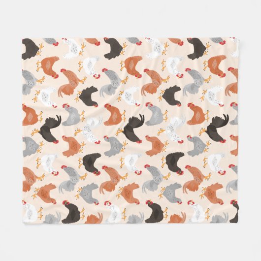 Boerderij kippen Patroon Fleece Deken (Voorkant (Horizontaal))