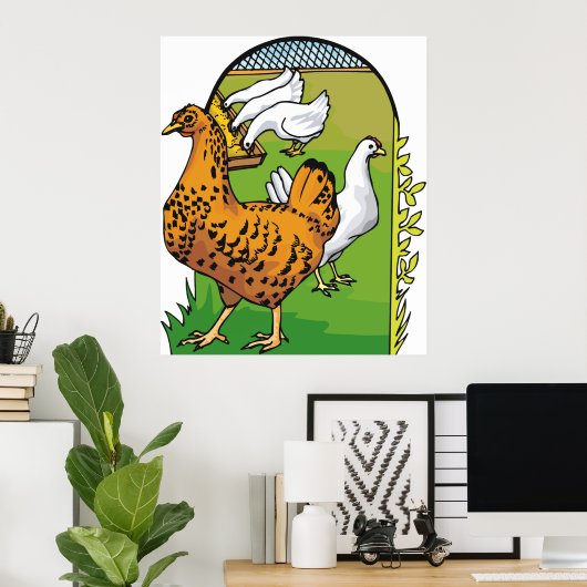 Boerderij Kippen Poster (Thuiskantoor)