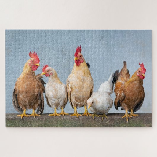 Boerderij kippen Roosters Natuur Dieren Schuif Legpuzzel (Horizontaal)