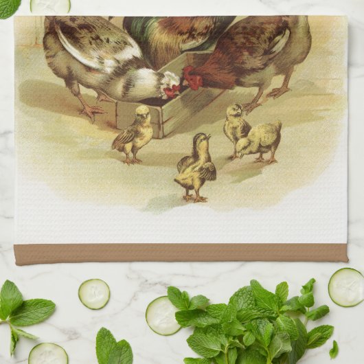  Boerderij kippen Theedoek (Gevouwen)