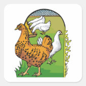 Boerderij Kippen Vierkante Sticker (Voorkant)