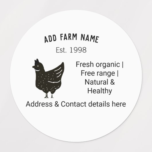 Boerderij kippeneieren toevoegen naam jaar adres c labels (Design 1)