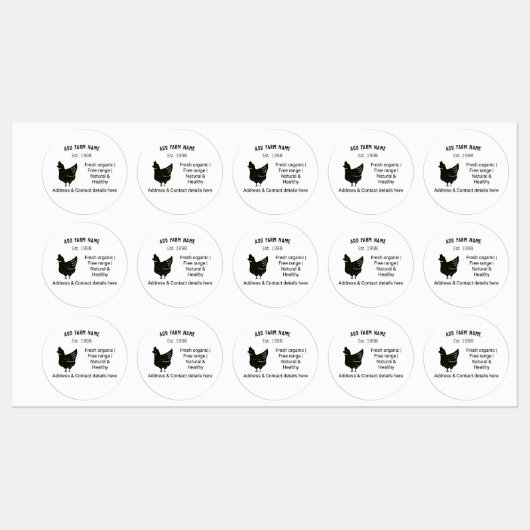 Boerderij kippeneieren toevoegen naam jaar adres c labels (Vel)