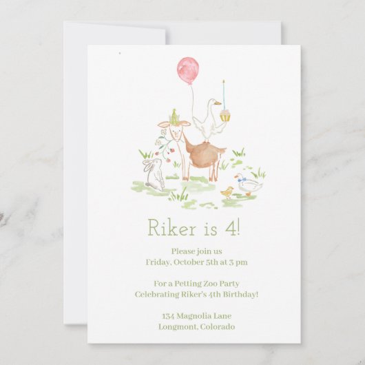 Boerderij knuffel dierentuin verjaardagsfeest uitn kaart (Voorkant)