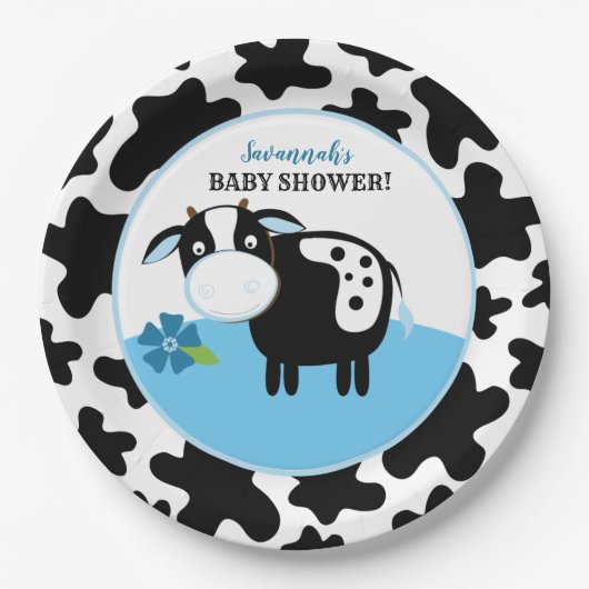 Boerderij koe baby shower papieren borden voor jon bordje (Voorkant)