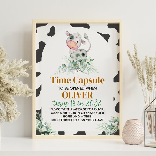 Boerderij Koe Birthday Time Capsule teken Poster