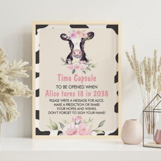 Boerderij Koe Birthday Time Capsule teken Poster