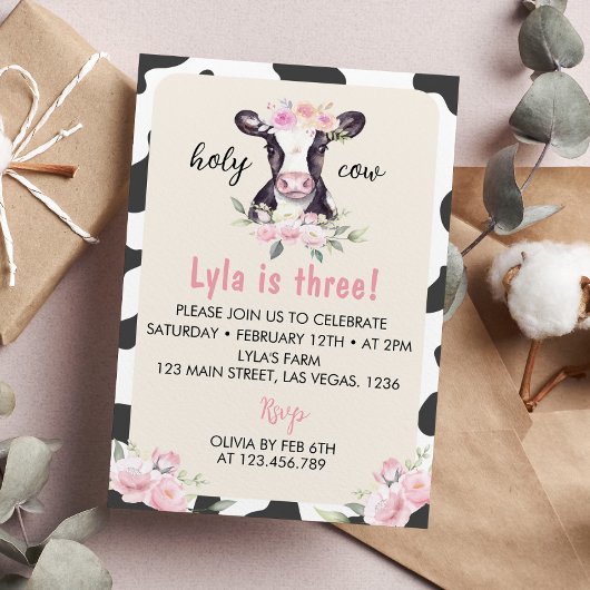 Boerderij Koe Birthday Uitnodiging