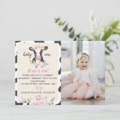 Boerderij Koe Eerste verjaardag Fotouitnodiging Bedankkaart (Staand voorkant)