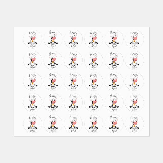 boerderij koe Happy Mail Labels (Vel)