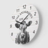 Boerderij koe hout gepersonaliseerd  grote klok (Hoek)