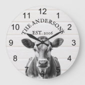 Boerderij koe hout gepersonaliseerd  grote klok (Voorkant)
