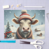 Boerderij Koe in Preppy Winter Kleding en Pet Wint Tissuepapier (Craft)