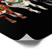 Boerderij Koe Rendier Santa Hat Kerstverlichting G Poster (Hoek)