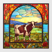 Boerderij Koe Staande in Pasture Faux Glas in lood Raamsticker (Vel)