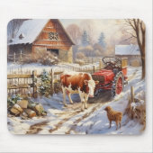 Boerderij Koe Tractor Winter Muismat (Voorkant)