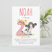 Boerderij Koe Tweede Verjaardagsuitnodiging Kaart (Staand voorkant)