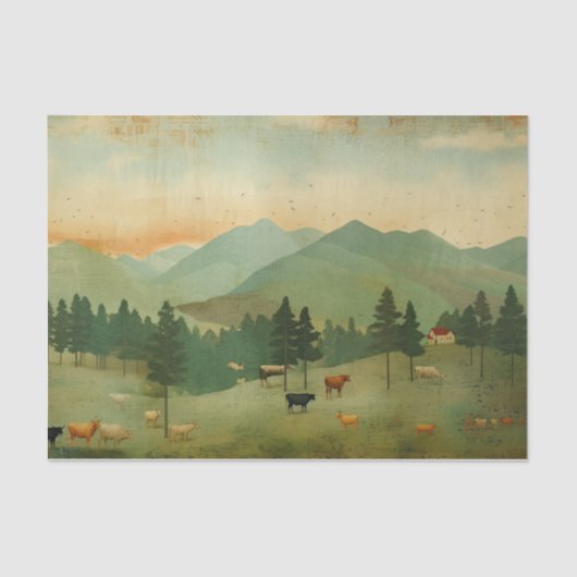 Boerderij koe Vintage decoupage  Tissuepapier (Voorkant)