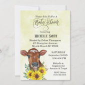 Boerderij Koe Zonnebloem Geel Waterverf Baby showe Kaart (Voorkant)