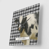 Boerderij Koe Zwart Wit Geruit Rustieke Keuken Vierkante Klok (Hoek)