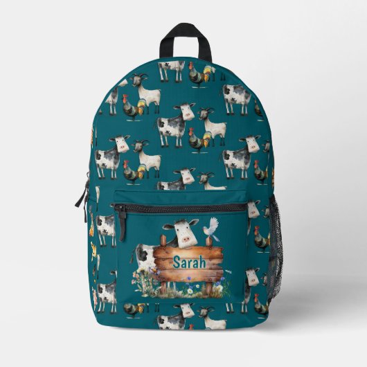 Boerderij Koeien Kippen Gepersonaliseerde Kinder R Bedrukte Rugzak (Voorkant)