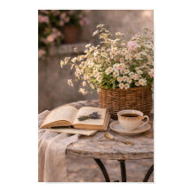 Boerderij koffietafel stilleven bloemenschilderij