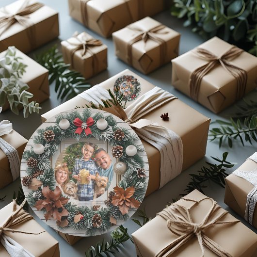 Boerderij Krans  Familie Kerst Ronde Sticker