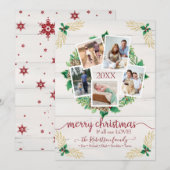 Boerderij Krans Kerstscript w Familiefoto's Feestdagenkaart (Voorkant / Achterkant)