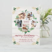 Boerderij Krans Kerstscript w Familiefoto's Feestdagenkaart (Staand voorkant)