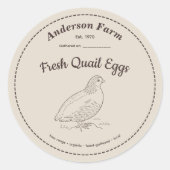 Boerderij kwarteleieren Label Bruine Sticker (Voorkant)