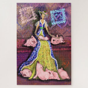 Boerderij Lady en biglets Puzzle Painting Legpuzzel