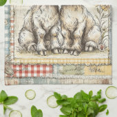 Boerderij lammeren  patroon theedoek (Gevouwen)