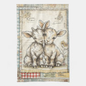 Boerderij lammeren  patroon theedoek (Verticaal)