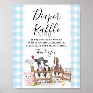 Boerderij Land Baby shower Luier Raffle Teken Poster