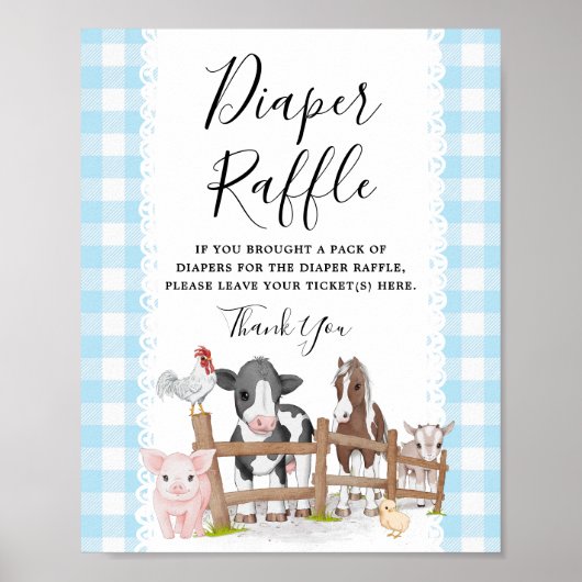 Boerderij Land Baby shower Luier Raffle Teken Poster (Voorkant)