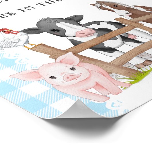 Boerderij Land Baby shower Raad hoeveel Snoepjes Poster (Hoek)