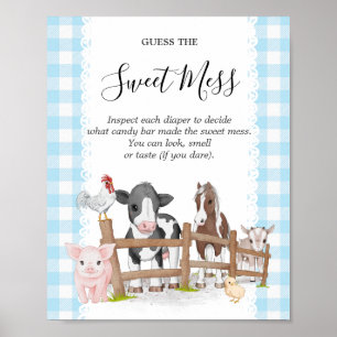 Boerderij land Baby shower raden de zoete puinhoop Poster