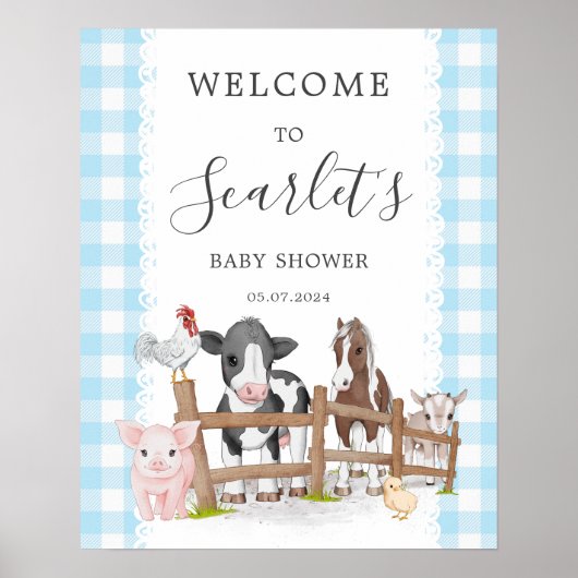 Boerderij Land Baby shower Welkomstbord Poster (Voorkant)