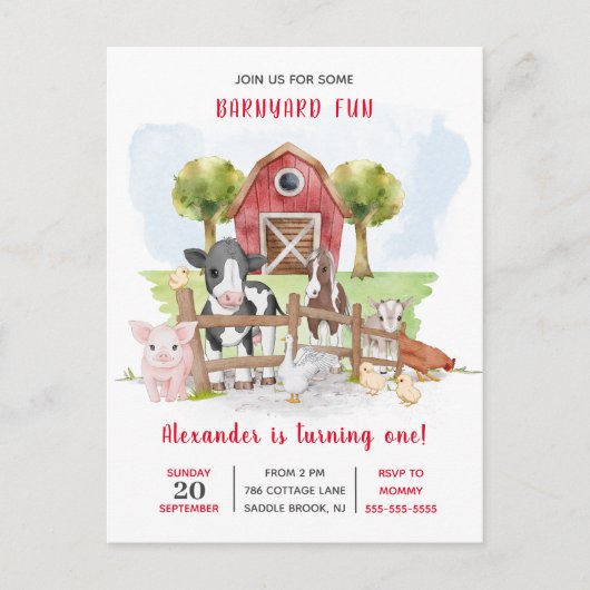 Boerderij Land Baby!st Birthday Uitnodiging (Voorkant)