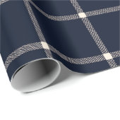 Boerderij land hand getrokken plaid crème donkerbl cadeaupapier (Rol Hoek)