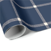 Boerderij land hand getrokken plaid crème marinebl cadeaupapier (Rol Hoek)