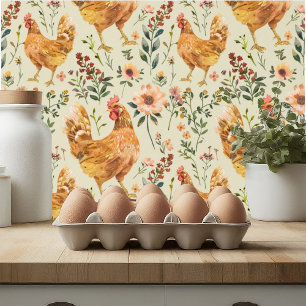Boerderij Land Hen Floral Behang