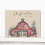 Boerderij Land Kerstmis Custom Houten Kist Print<br><div class="desc">Dit kistbord heeft een gezellig landelijk schuurontwerp op een neutrale beige achtergrond. Pas dit eenvoudig aan met de personalisatiefunctie. Perfect voor Huwelijkscadeaus,  kerstcadeaus of huisverwarming.</div>