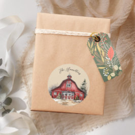 Boerderij Land Kerstmis Custom Ronde Sticker