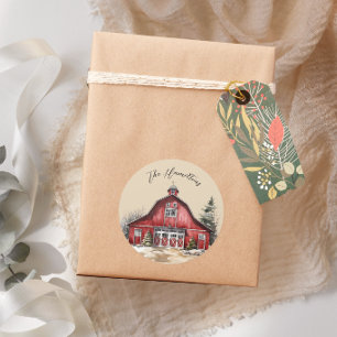 Boerderij Land Kerstmis Custom Ronde Sticker