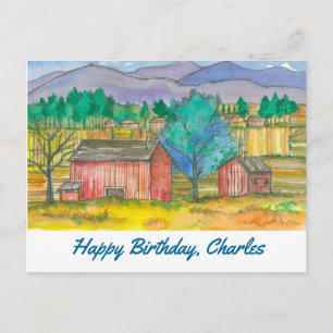 Boerderij Land Red Barns Happy Birthday Custom Nam Briefkaart