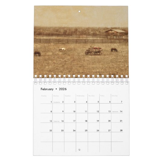 Boerderij Landelijk Rustiek  Kunstkalender 2024 Kalender (Feb 2026)