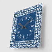Boerderij Landenblauw en Witte Elegant Keukenklok Vierkante Klok (Hoek)