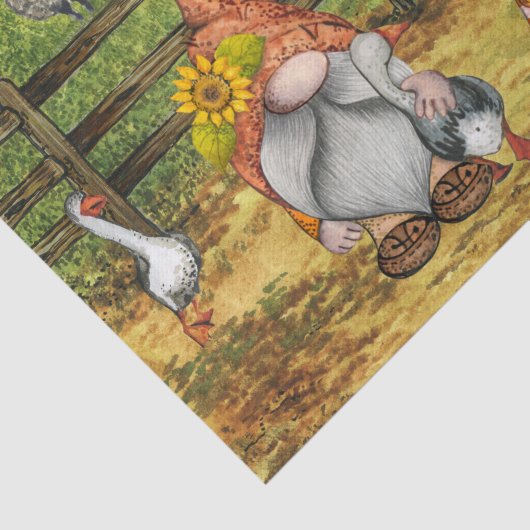Boerderij Landschap Gnome Goose Sheep Landschap Tissuepapier (Detail)